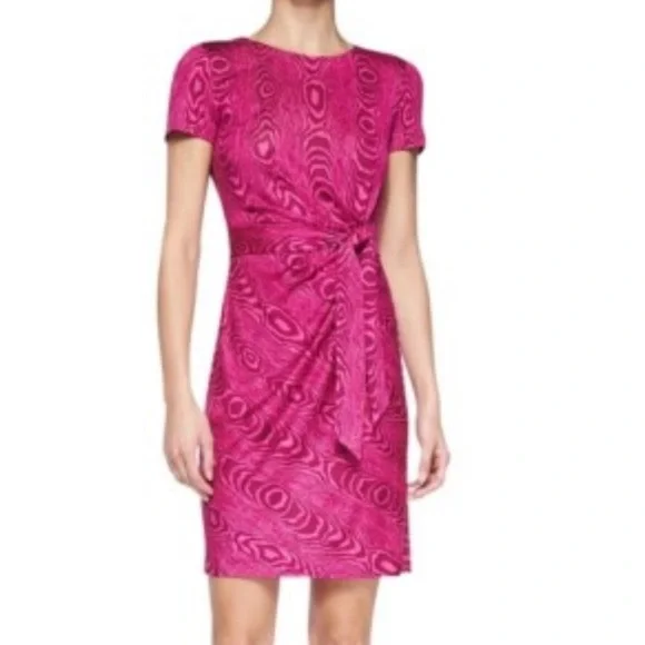 Diane von Furstenberg Zoe Dress Silk Jersey Short Sleeves Fuchsia Stretch Size 6 - Picture 2 of 11